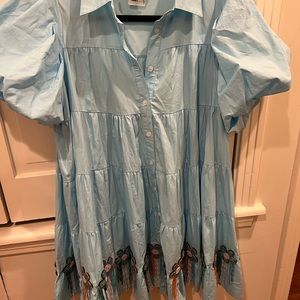 Queen of Sparkles Blue Tiered Beaded Dress